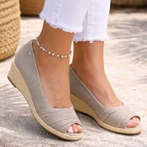 Life Stride NEW Lavish 2 Costal Grandma Peep Toe Espadrille Comfort Wedge 8.5M